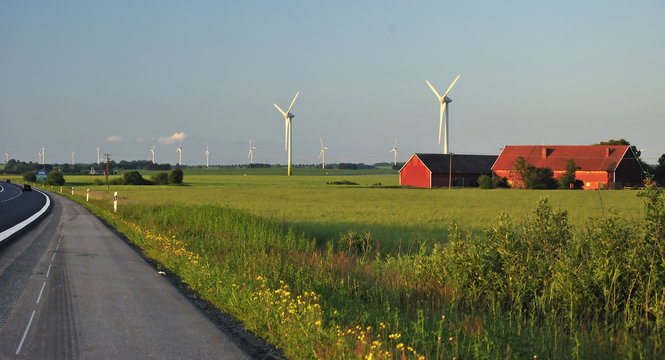 Swedish windmills landscape