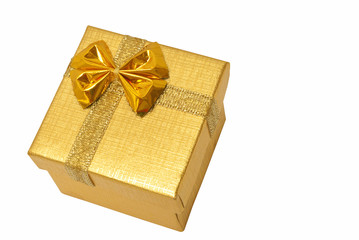 Golden presentation box - isolated