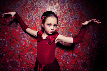 Horror image with young model on glamour background