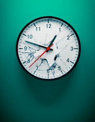 Shattered wall clock