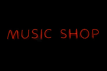 Obraz premium Music shop neon sign