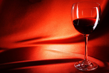 wineglass on fabric background