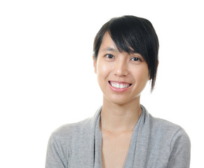 smile chinese girl on white background