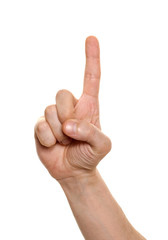 well shaped business man hand count isolated over white. one