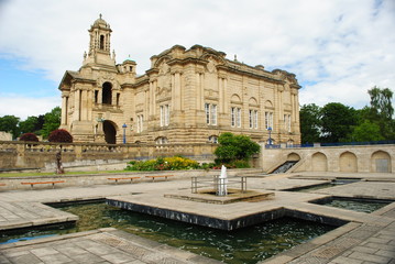 Obraz premium Baroque, historic hall and formal gardens in yorkshire