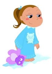 Bambina in pigiama con pelouche