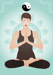 Meditating young pretty woman