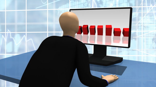 3d man looking at declined share market