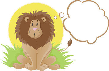 Cute lion who is deep in thought, confused or surprised.