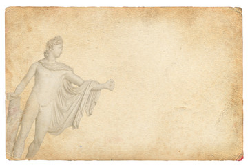 Old paper with ancient sculpture