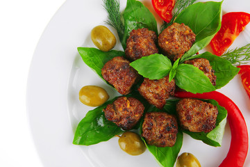 beef meatballs on basil