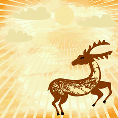 grunge background with a deer