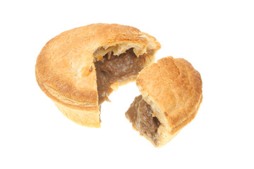 Meat pie with slice cut out