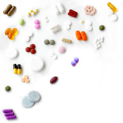 Pills mix - top left corner composition