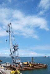 Sea platform with the crane