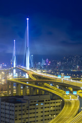 Fototapeta na wymiar Hong Kong Bridge of transportation at night