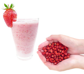 strawberry milkshake isolated