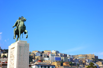 Naklejka premium Old city of Naples and Castel Sant'Elmo