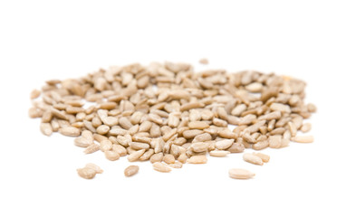 handful of sunflower seeds isolated on white