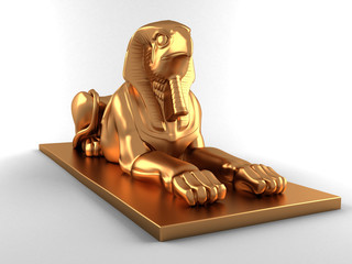 3D Gold Egyptian monument on white background