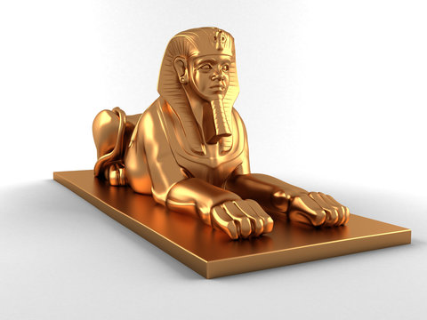 3D Gold Egyptian monument on white background