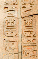 Fototapeta na wymiar hieroglyph wall in Karnak temple complex, Egypt