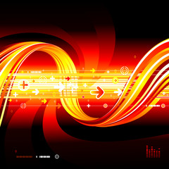 Abstract Technology connection red background.