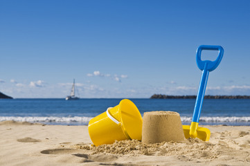 Sand,spade and bucket