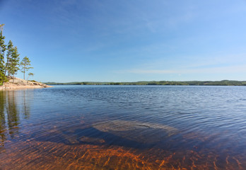 Panorama von See mit Unterwasseransicht