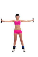 Girl with a dumbbell