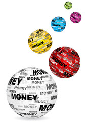 money text on balls