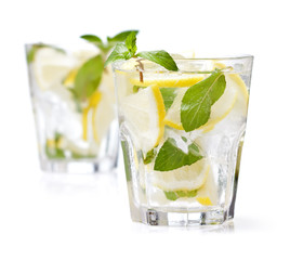 cold fresh lemonade. Isolated on white background