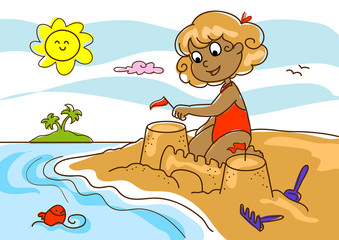 Obraz na płótnie Canvas Bambina gioca sulla spiaggia