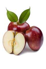 Cutting apple on white background