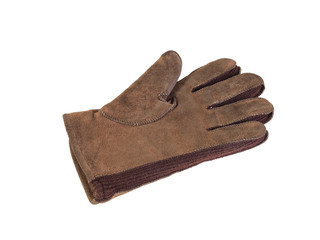 Man's gloves on a plain white background.