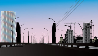 Fototapeta premium landscape with modern street