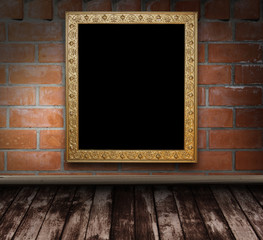 brick grunge interior with picture frame