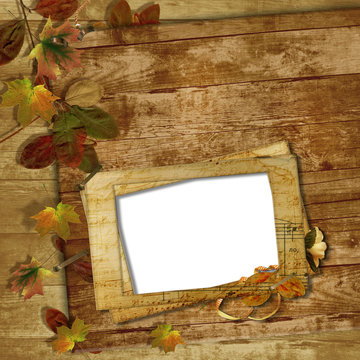 Grunge frames for the photo on a wooden background
