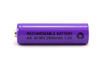 purple rechargeable battery , isolated on white background