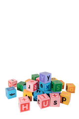 assorted childs letter play blocks