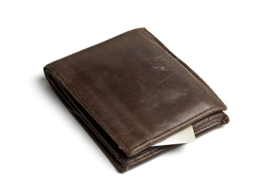 Brown wallet with credit card