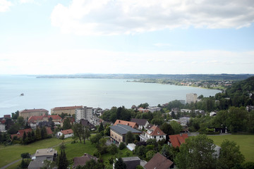 Blick vom Pfänder auf Bregenz und den Bodensee