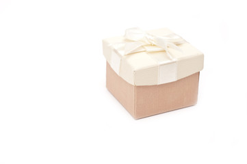 gift box with silk bow isolated on white