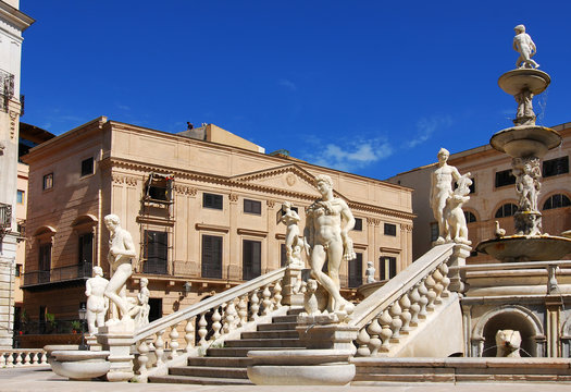 Pretoria fountain in Palermo, Sicily
