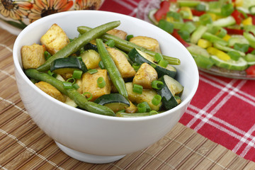 Chicken with zucchini and green beans