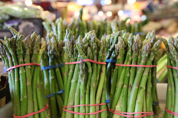 Asparagus bunches in a farmers' market