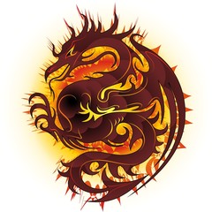 Drago di Fuoco-Fire Dragon-Dragon de Feu-Vector