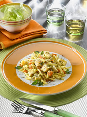 pâtes (trofie) au mérou et au safran