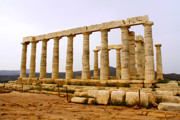 Temple of Poseidon at Cape Sounion near Athens, Greece