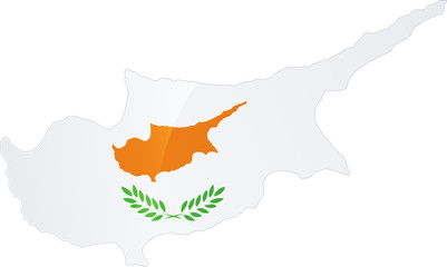 Carte de Chypre drapeau métal (détouré)